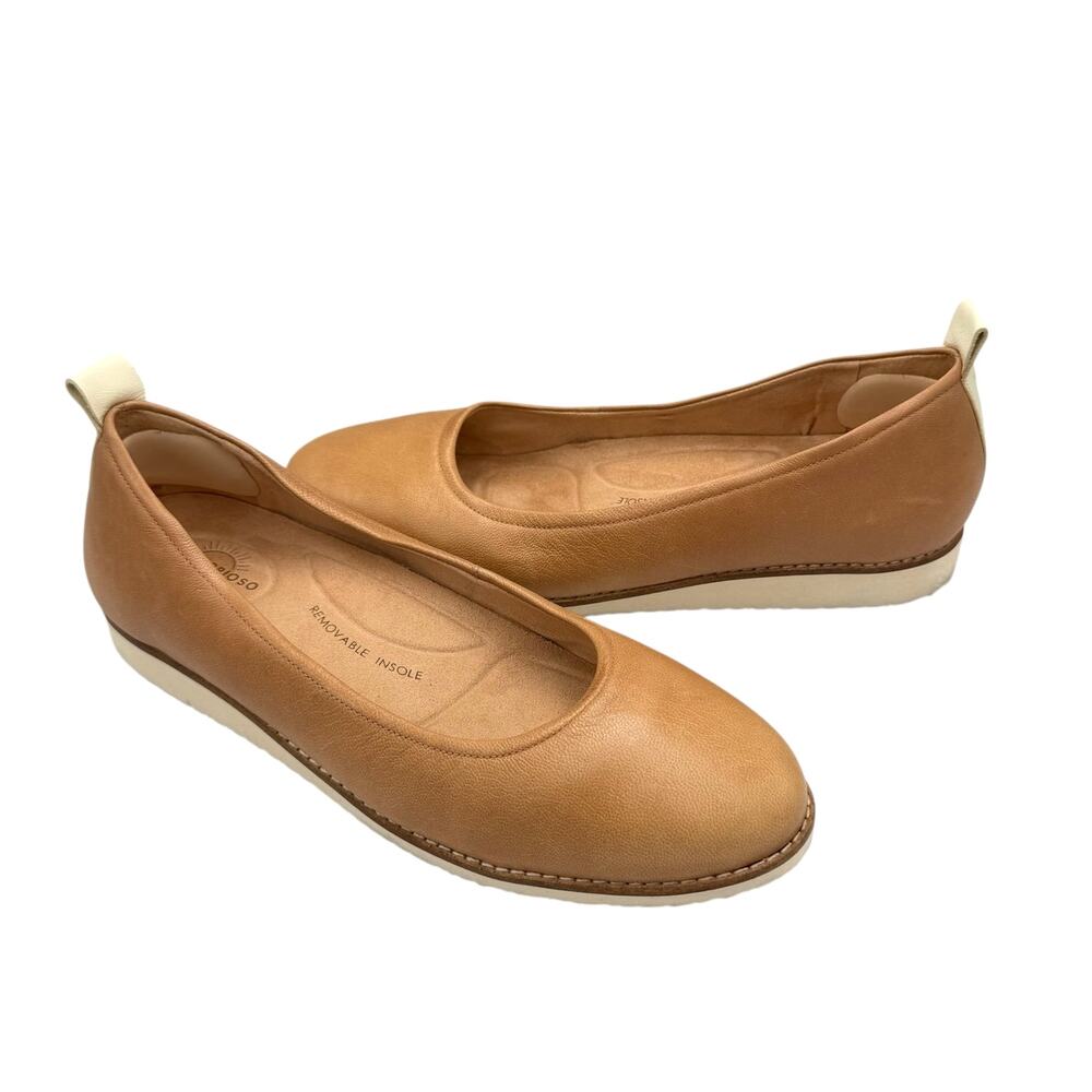 Brioso Emmaline Light Brown Tan Leather Wedge Neutral Comfort Ballet Flats